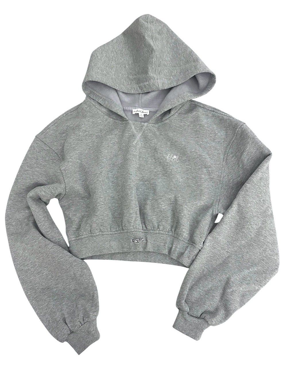 For Love And Lemons Josie Crop Pullover Hoodie Gray Small